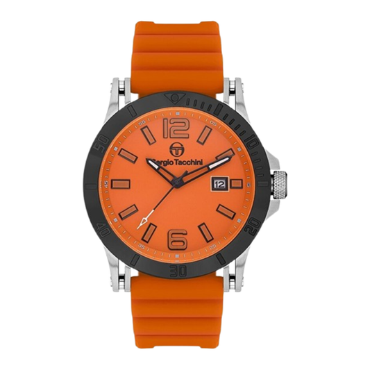 Orange watch with a black bezel on a white background
Salam luxury