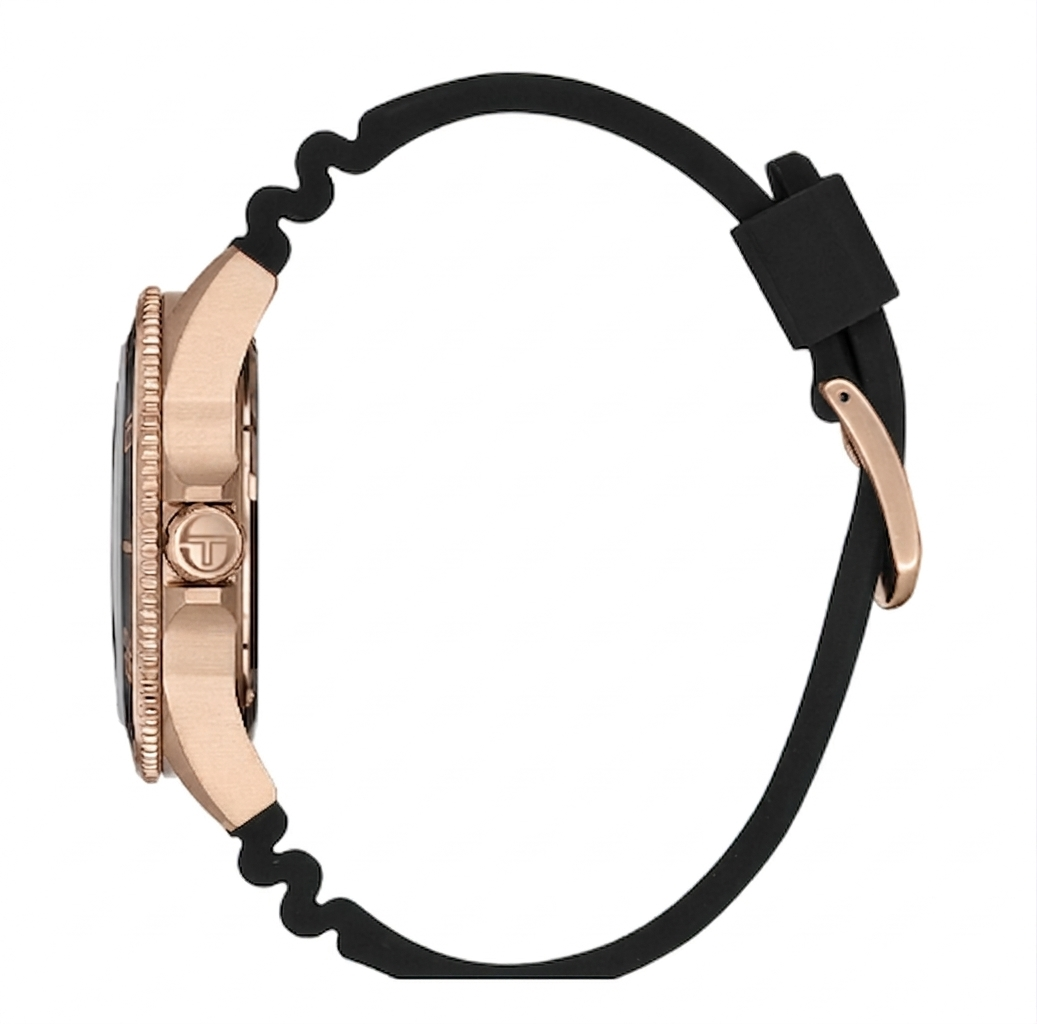 Watch with black strap and rose gold case on a white background
Salam Luxury