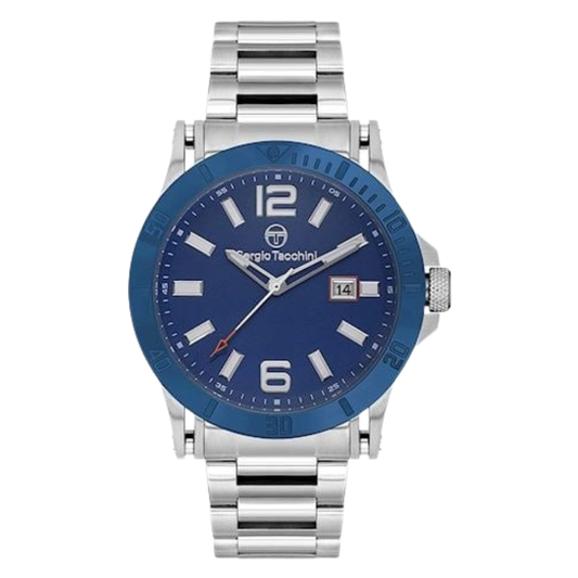 Watch with blue dial and silver metal strap on a white background
Salam Luxury