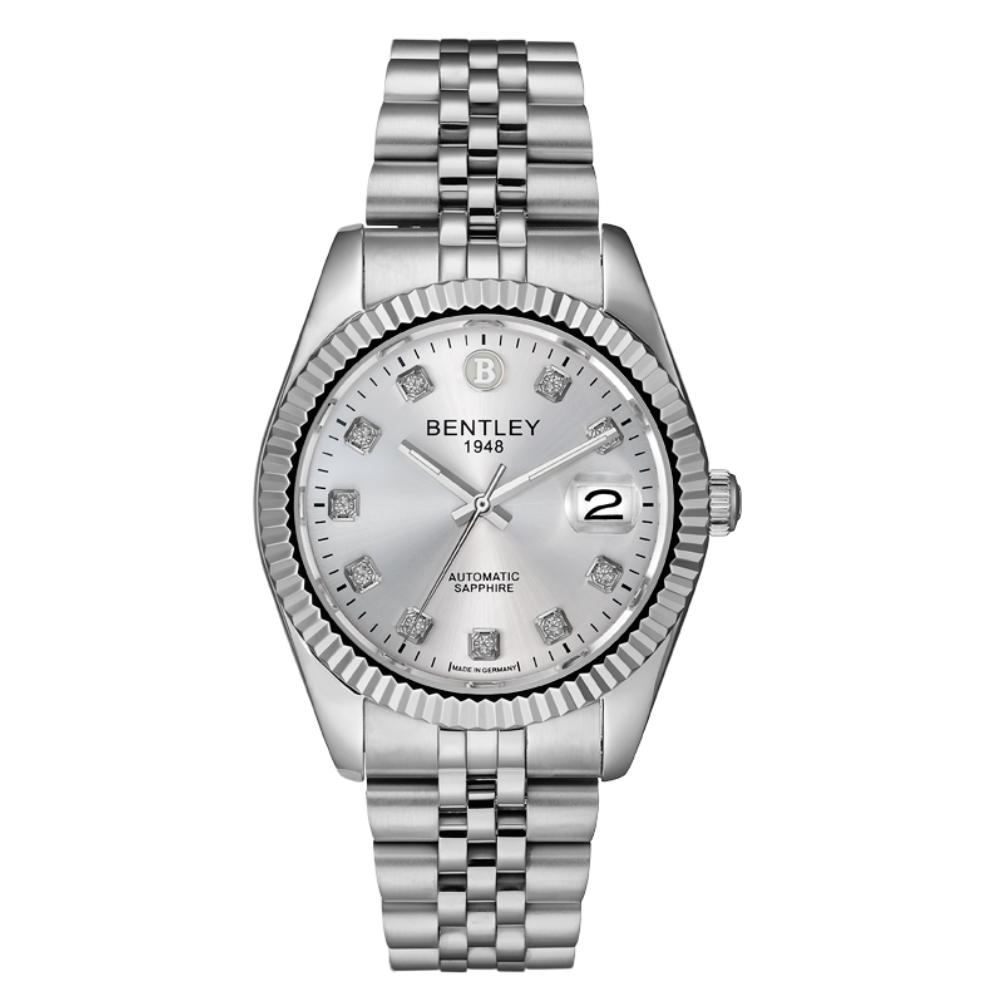 Silver | Bentley Adventure Journey Automatic Watch for Men 41mm with silver dial and stainless steel bracelet at Salam Luxury