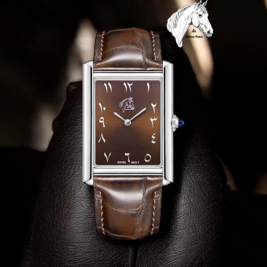 Horse Time Arabic Brown Dial Brown Strap Gents Watch 30mm - Swiss Movement