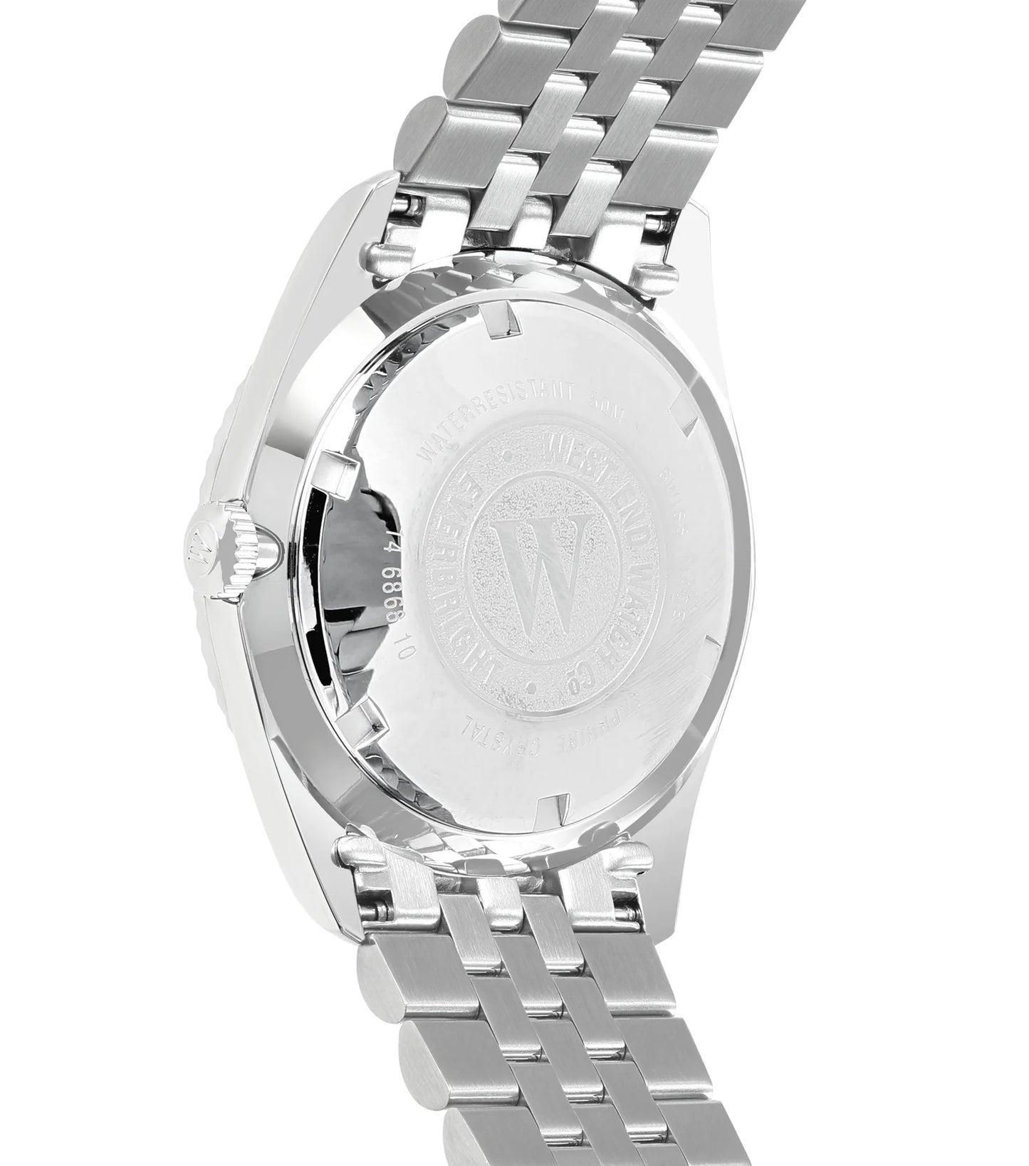 Orange | Silver watch with a detailed face on a white background
salam Luxury