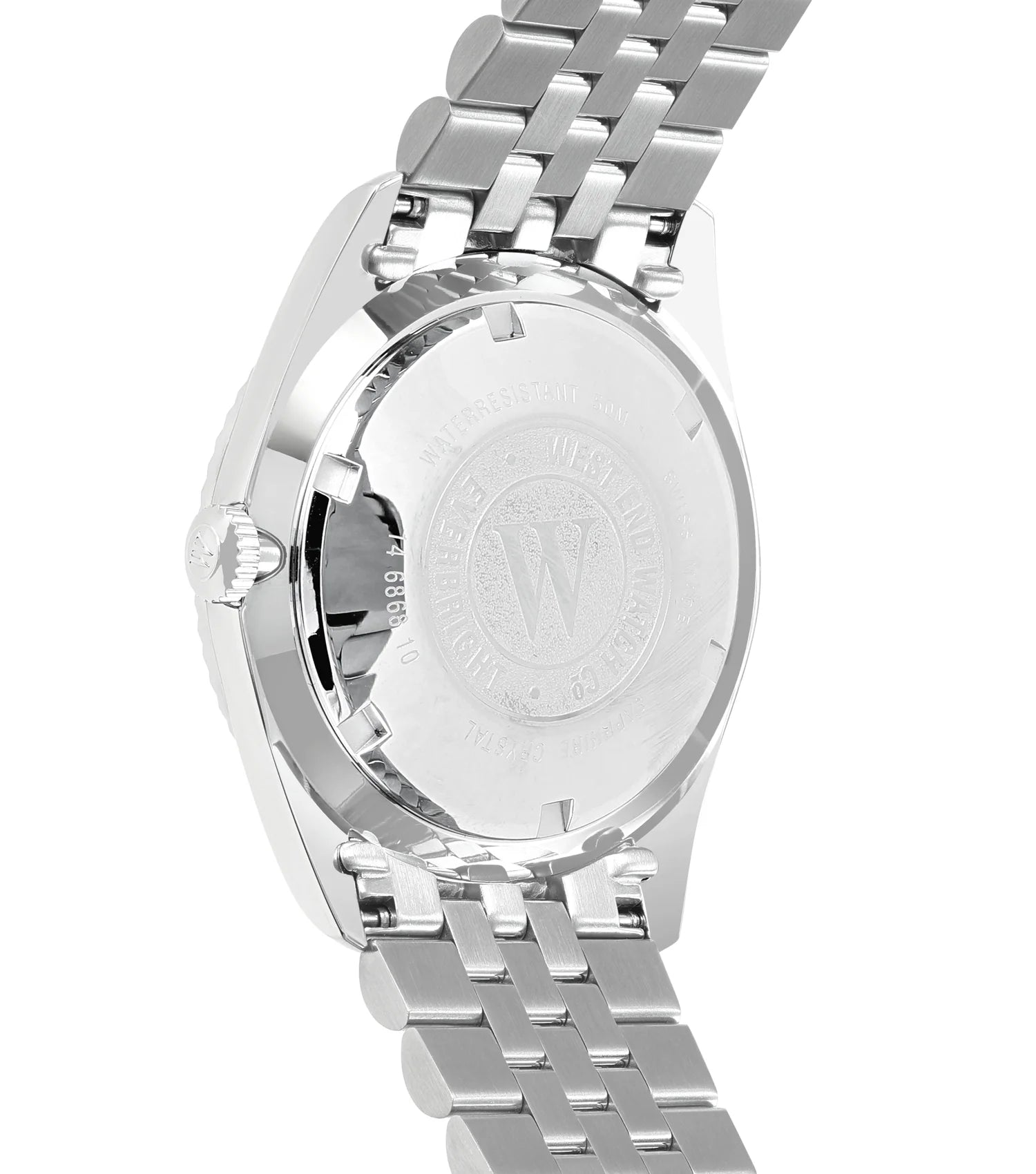 Pistachio | Silver watch with a detailed face on a white background