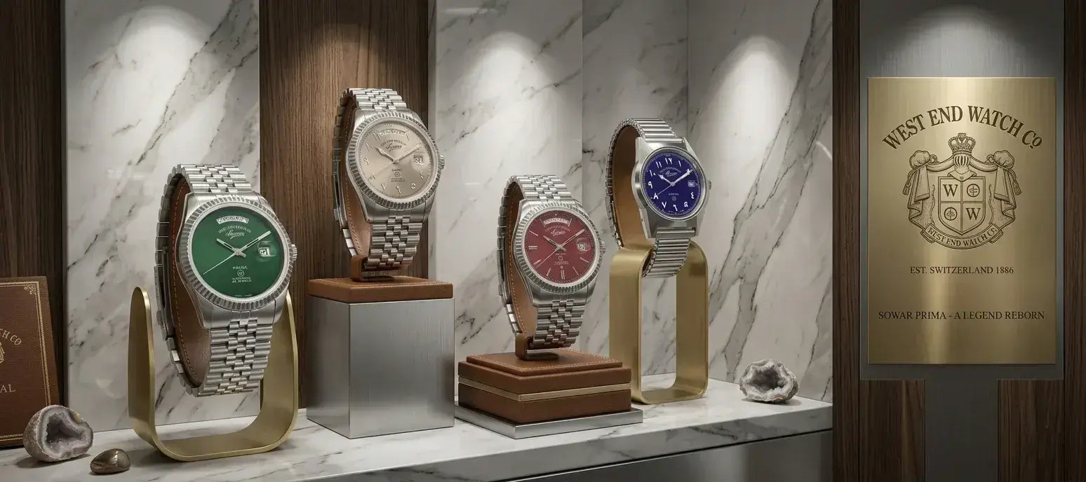 West End Watch Co. premium luxury watch collection display by Salam Luxury featuring elegant Swiss automatic watches.
